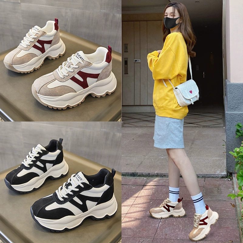 Обувь папы женская весна 2025 новая толстая подошва увеличена спортивная обувь женская обувь повседневная цветная обувь с толстым подошвой