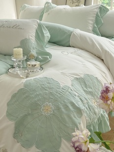 Little Red Book recommend Princess Style Embroidered Cotton Bed Sheet Quilt Cover Four-piece Set Bed Quilt Cover