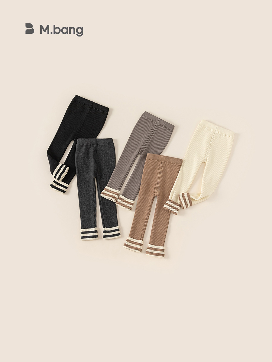 Youbao ropa para niños otoño e invierno nuevos leggings para niños Moda coreana costura pies rayas pantalones de punto para niñas