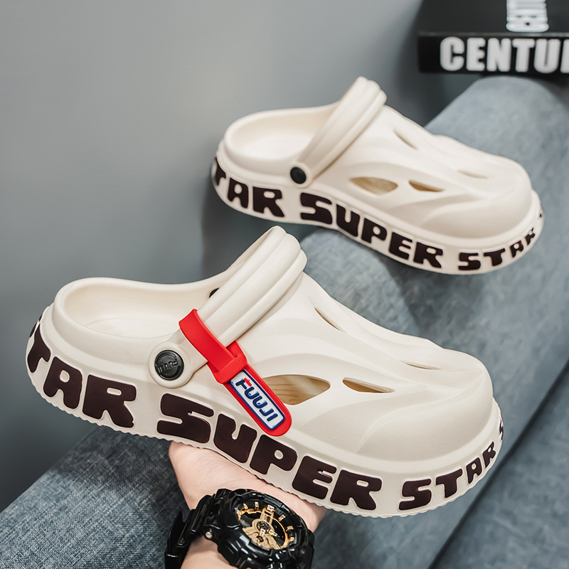 Zapatos con agujeros exteriores para hombres antideslizantes para niños 2025 nuevas zapatillas zapatos de playa sandalias de campamento para hombres verano