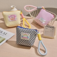 小众可爱零钱包纱网手腕迷你小包撞色化妆包多功能收纳包小礼品