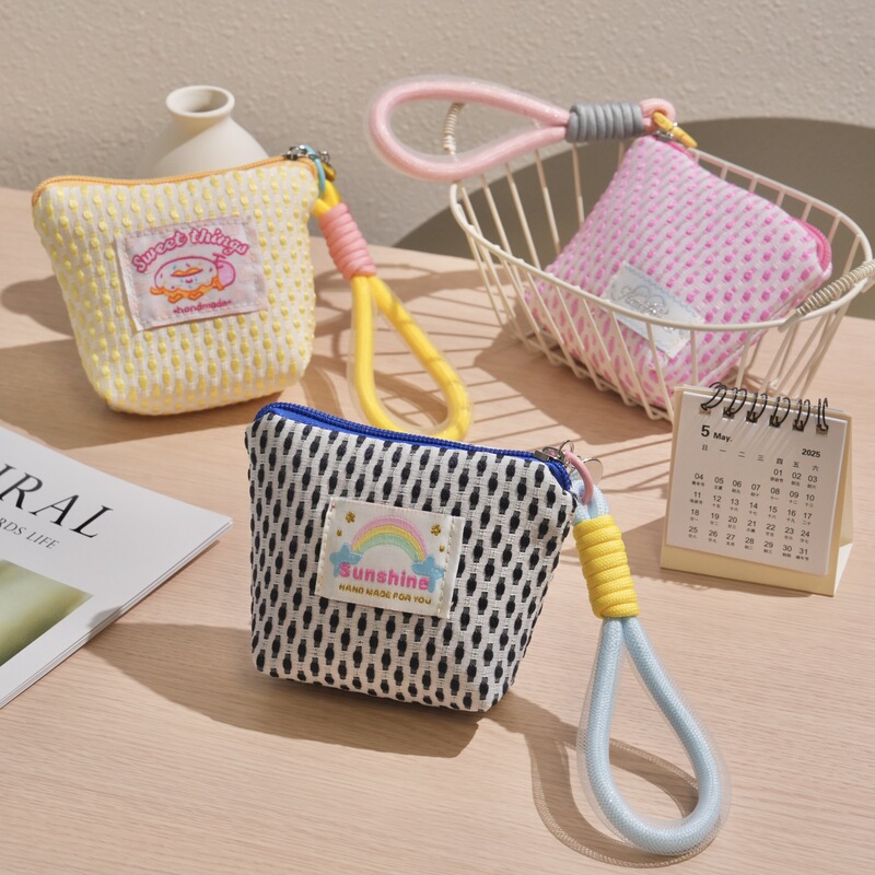 Niche Cute Coin Purse, Mesh Wrist Mini Bag, Contrasting Color Makeup Bag, Multifunctional Storage Bag, Small Gift