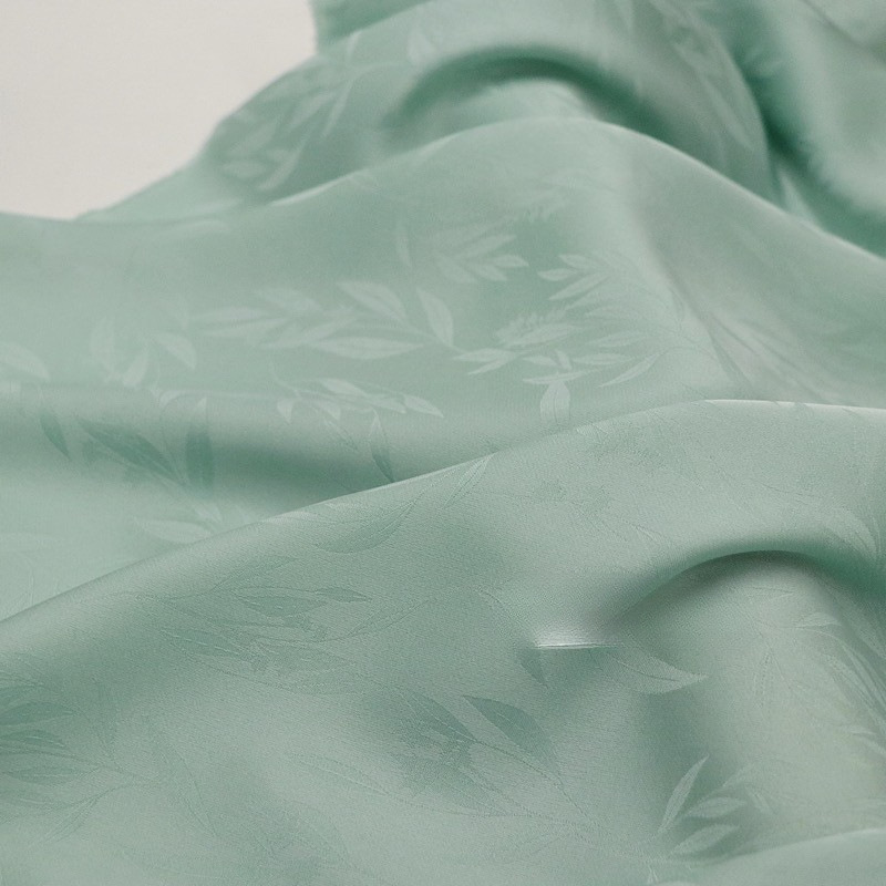 春夏 竹叶暗纹提花 弹力仿真丝缎光泽感旗袍汉服衬衫连衣裙面料