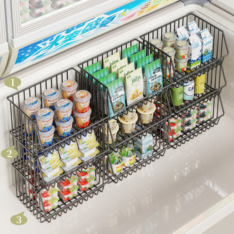 冰柜内部置物架可叠加隔层架子吊篮食品收纳筐冰箱多层分隔框神器|undefined
