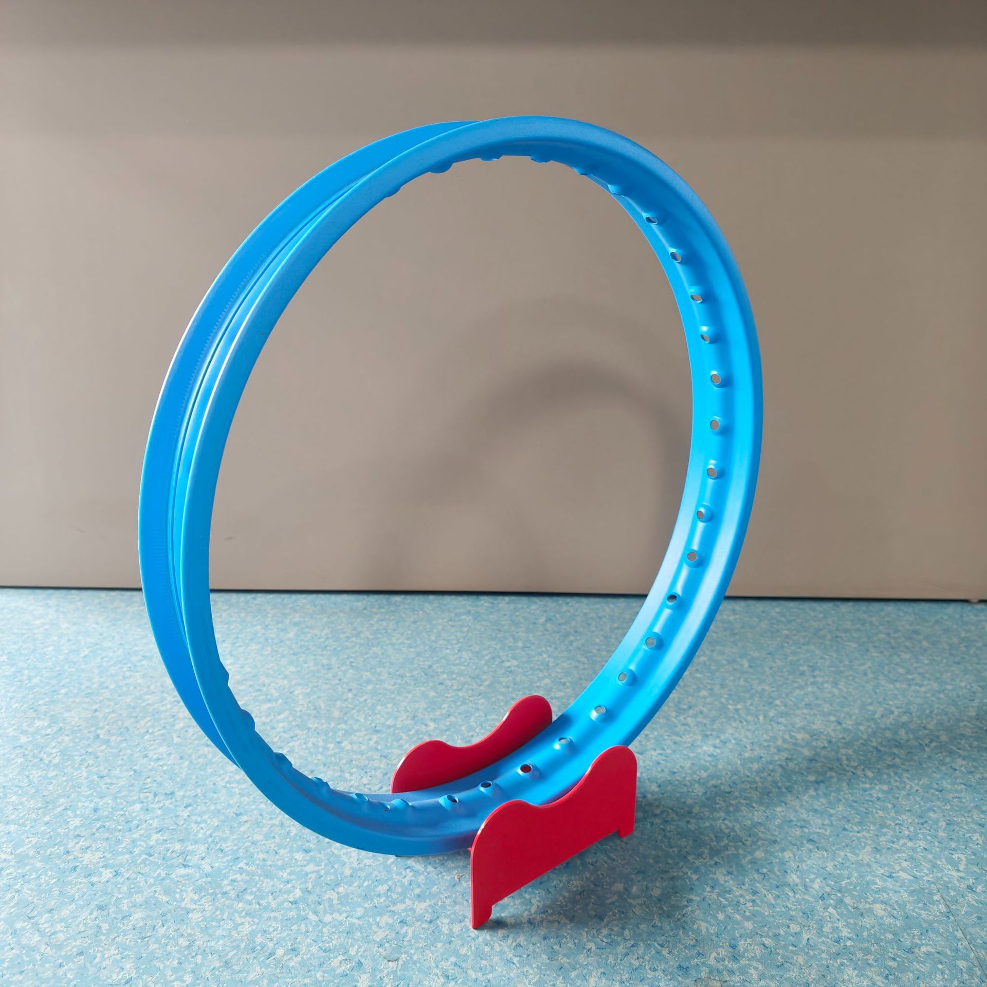 Motorcycle blue powder-coated steel rims with matte spokes, off-road modified rims, available in multiple sizes, wholesale for foreign trade