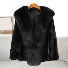 少量服饰海宁秋冬季女式貂皮大衣2025装新品拼貂狐狸毛领皮草外套