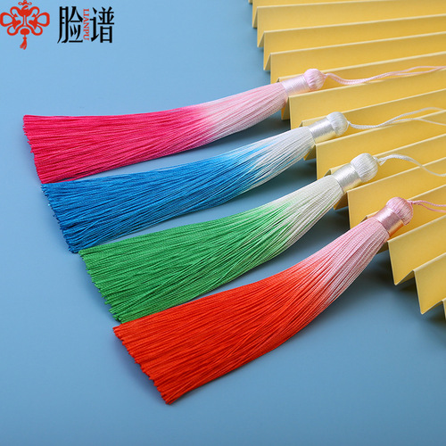 Gradient color 13CM tassel tassel section dyed open lanyard Han costume hanging fan pendant bookmark pendant hanging tassel wholesale