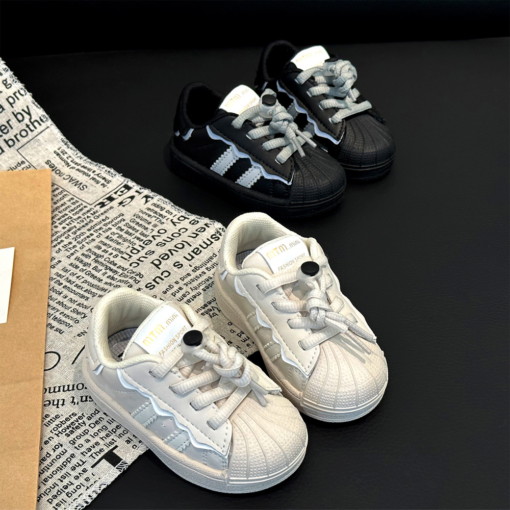 Children's White Shoes, Spring & Fall Boys' Sports Shoes, Girls' Shell Toe Sneakers, Kidsren's 1-3 Years Old, Soft-Soled Toddler Shoes, Trbottomy