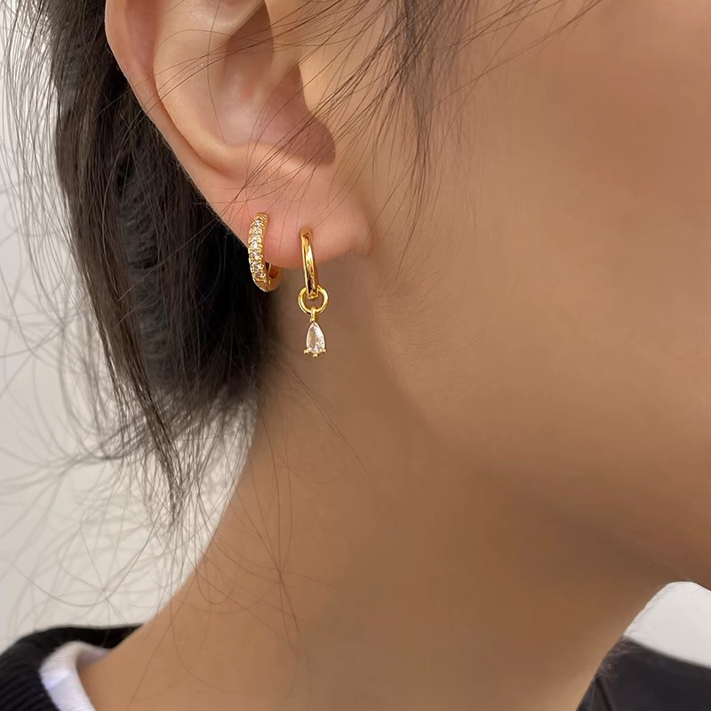 Jennie's Same Style Asymmetrical Water Drop Small Earrings Two-Wear Simple Personalized Earrings Earrings Women's Mosquito Coil Disc Ear Clips Jennie's Same Style Asymmetrical Water Drop Small Earrings Two-Wear Simple Personalized Earrings Earrings Women's Mosquito Coil Disc Ear Clips