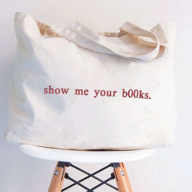 欧美新款show me your books高颜值大容量通勤百搭单肩包帆布