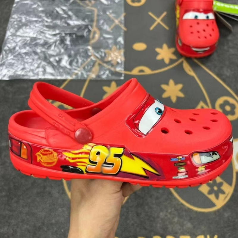 2026 New Model Crocs Mcqueen 95 Car-Themed Adult Led Light-Up Shoes Beach Shoes Breathable Sandals
