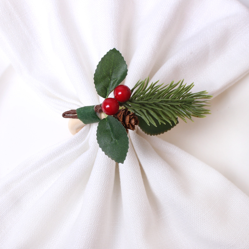 Christmas Pastoral Plant Wood Napkin ring 1 Piecepicture4