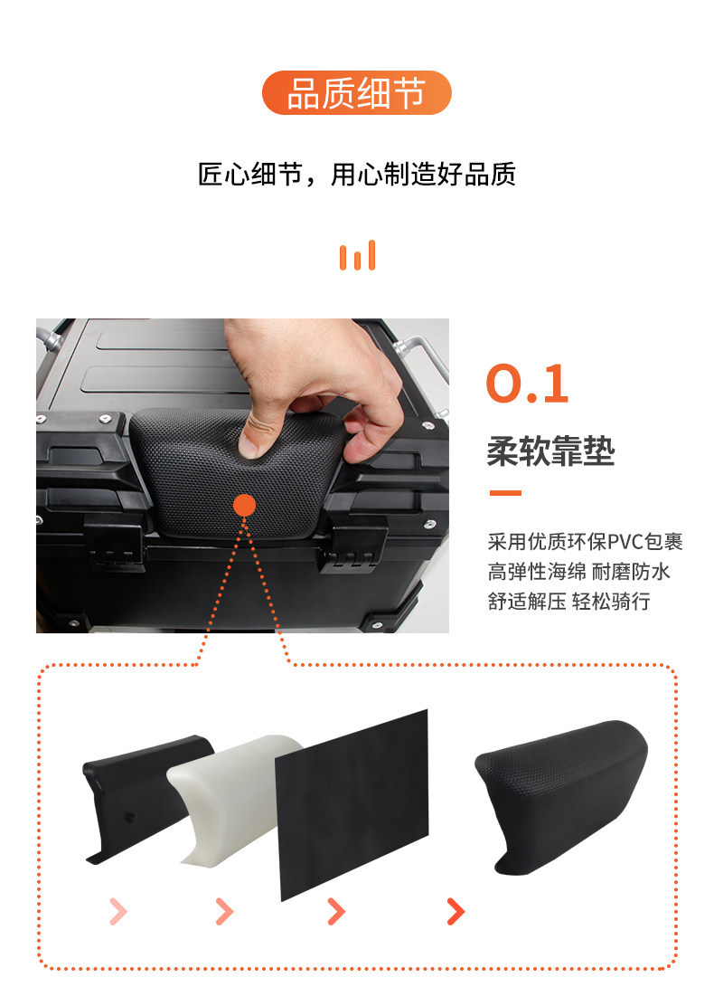 Wanlihao Battery Honda Liexing Motorcycle Tail Box, Universal Small Non-Aluminum Alloy Tail Box for Electric Vehicles