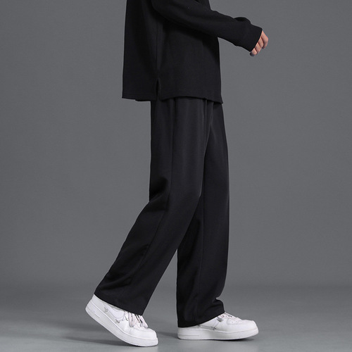 Men's Hong Kong Style Casual Floor-Length Pants - Spring and Summer New Straight Leg Pants - Fashionable and Versatile Loose Sports Pants with Vertical Sense