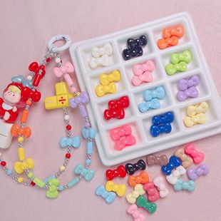 Highly Saturated Acrylic Paint Kt Bow Loose Beads Beaded DIY Mobile Phone Chain Bag Hanging Keychain Jewelry Accessories
