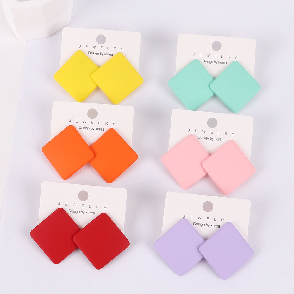 1 Pair Simple Style Square Arylic Spray Paint Women's Earrings display picture 4