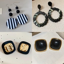 黑色系列银针几何流苏耳环轻奢高级感精致耳钉设计感小众耳饰批发