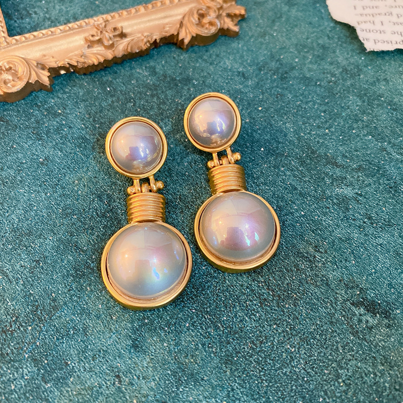Rhinestones Inlay Material 1 Pair Elegant Round Heart Shape Flower Inlay Imitation Pearl Copper Rhinestones Earrings