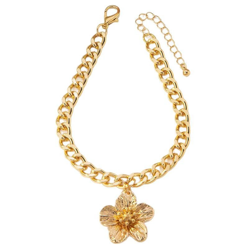 Joyas transfronterizas europeas y estadounidenses moda temperamento dorado flor tobillas metal femenino simple cadena gruesa floral pie adornamiento
