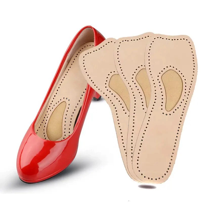Обувь с мелким ртом Стельки из воловьей кожи на мягкой подошве Невидимые Нескользящие противоболезненные впитывающие пот Кожаные укороченные сандалии на высоком каблуке