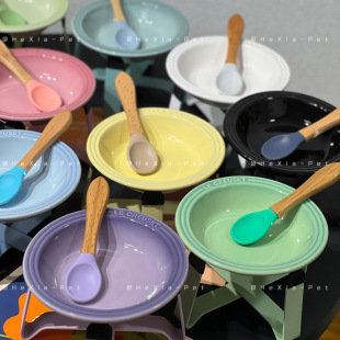 Rainbow gradient pre-meal plate pet bowl plate cat bowl canned bowl snack plate 15cm plate flying dish bowl