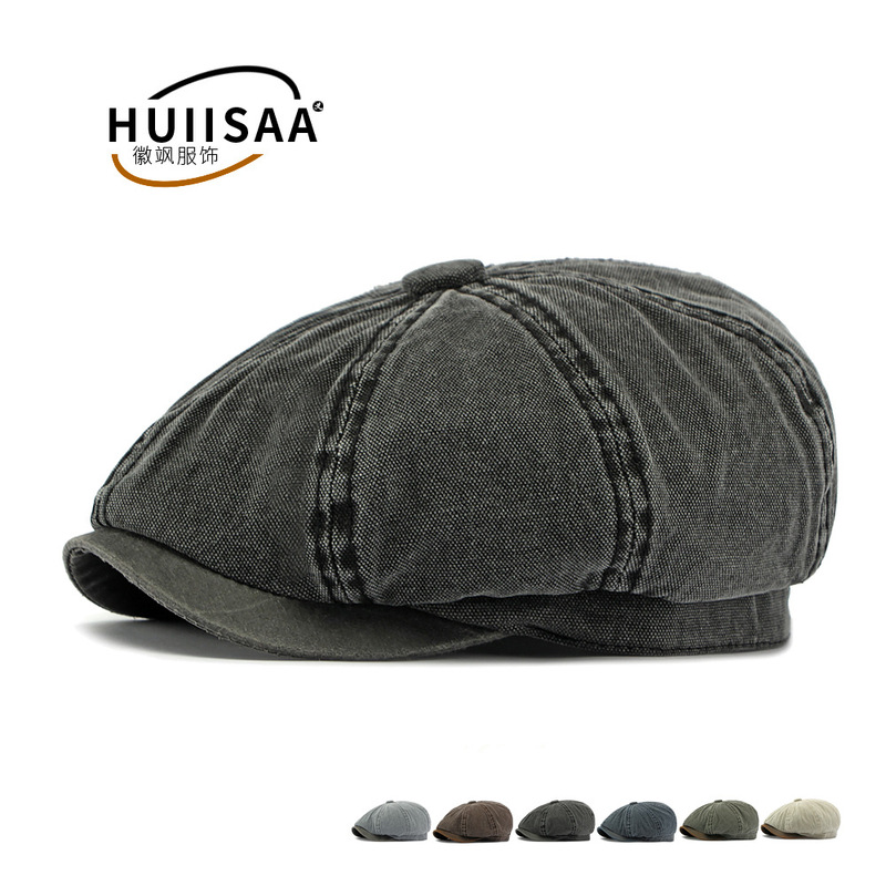 Classic Washed Vintage Razor Party Octagonal Hat for Men, British Retro Newsboy Hat, Painter's Hat, Motorcycle Beret for Women Classic Washed Vintage Razor Party Octagonal Hat for Men, British Retro Newsboy Hat, Painter's Hat, Motorcycle Beret for Women