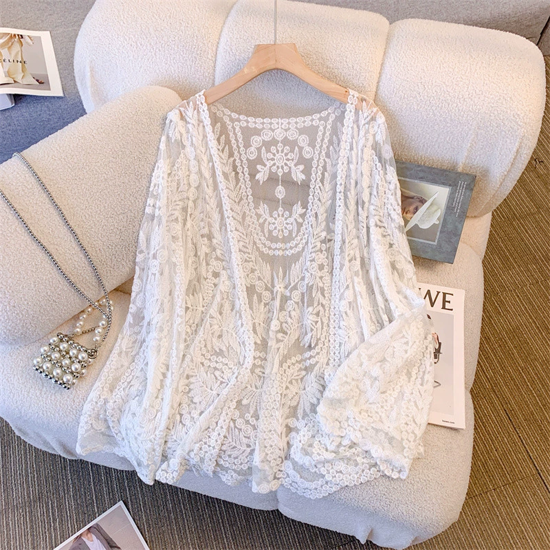 YS8 Real Shot супер сказочная кружевная солнцезащитная одежда для женщин летом Интернет-знаменитости ins супер популярная верхняя одежда свободная тонкая солнцезащитная блузка