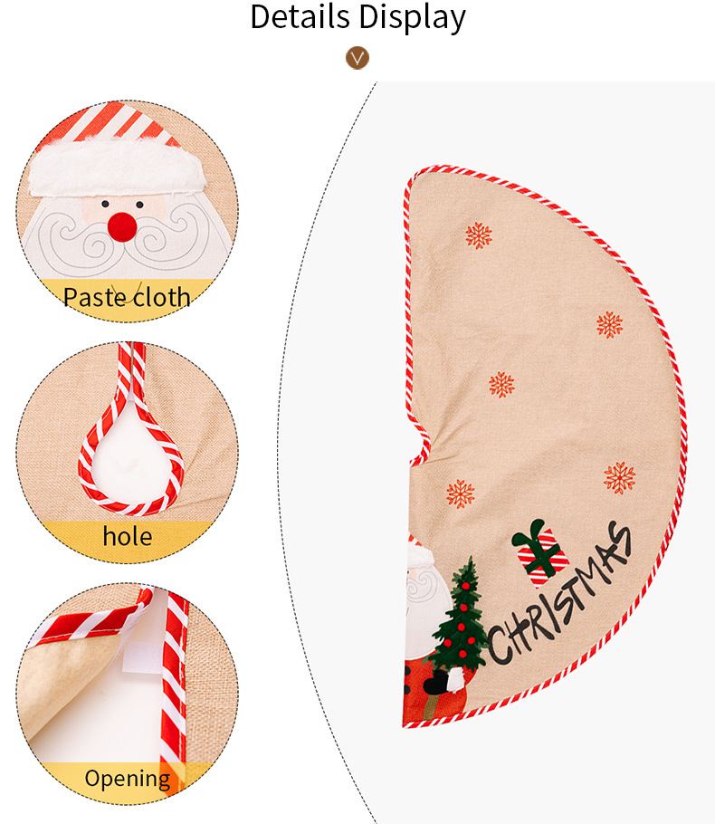 Saia para árvore de natal em linho com patch de boneco de neve_voghion.com
