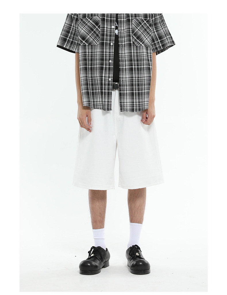 Men's Clothing Men's Casual Wide Leg Five Point Shorts Denim Colorful Loose Straight Leg Half Elastic Waist Summer Style_mkmklike.com