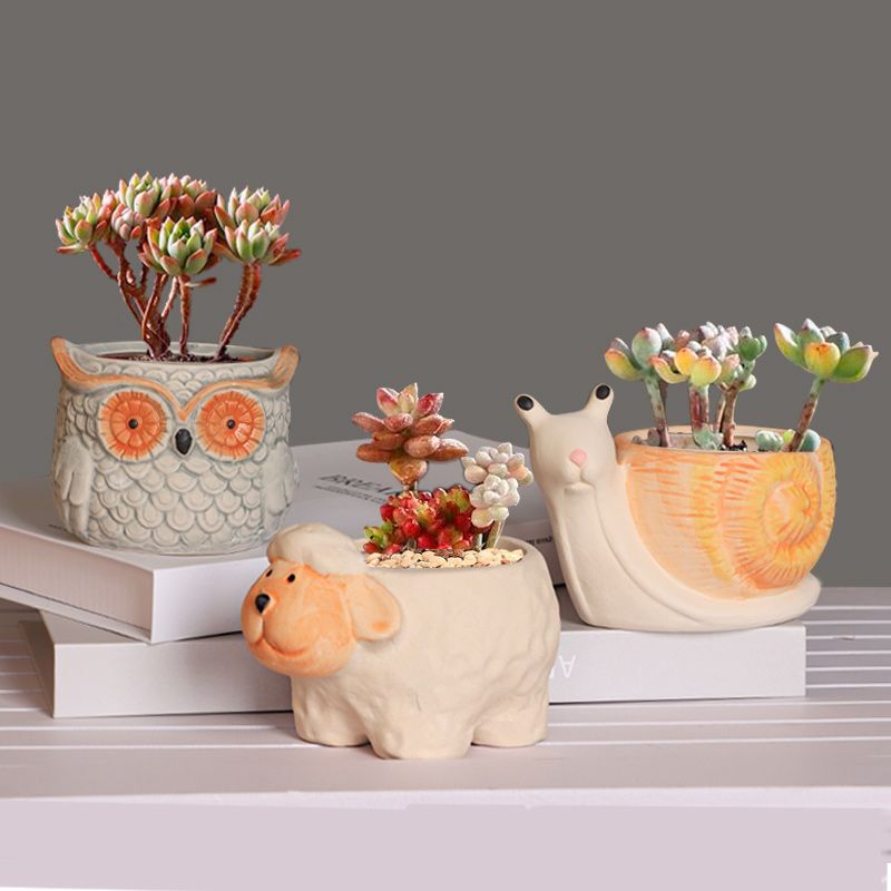 Stoneware Animal Flower Pot Cartoon High-Looking Ins Style Cheap Stoneware Cute Desktop Succulent Small Flower Pot