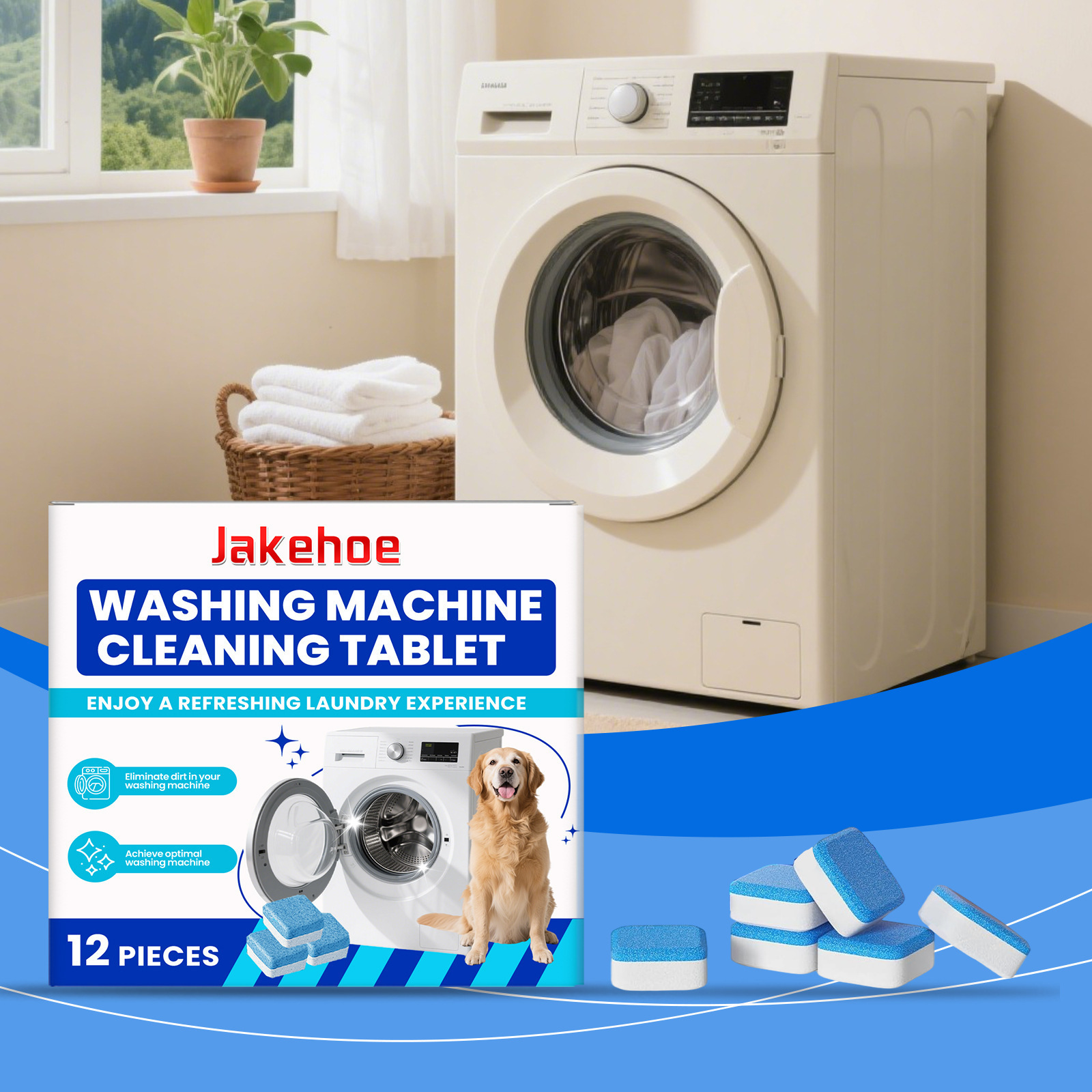 Jakehoe洗衣机清洁片 滚筒洗衣槽温和清洁污渍异味日常家用清洁片