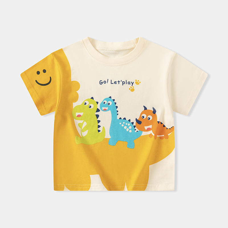 Betop ropa para niños transfronterizos camiseta de manga corta para niños dibujos animados dinosaurio verano nuevo niño ropa de bebé cabello de una pieza