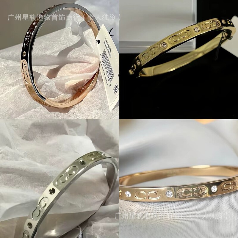 【Coa Collection Full Range of Bracelets】Black and White C-Shaped Bracelet for Women, Double C Open Couple Bracelet, Gift for Girlfriend