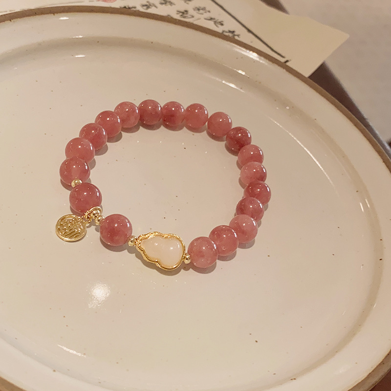 13 # Bola redonda fresa cristal perla calabaza marca redonda Fu palabra jade pulsera elástica