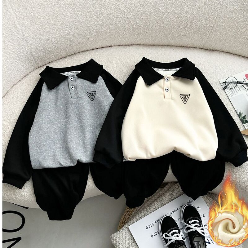 Children's Sweatshirt suit New fleece-lined Sportswear Boys' Korean Casual Children's Wear Girls' Outer Wear Sweatshirt Two-piece Set Children's Sweatshirt suit New fleece-lined Sportswear Boys' Korean Casual Children's Wear Girls' Outer Wear Sweatshirt Two-piece Set