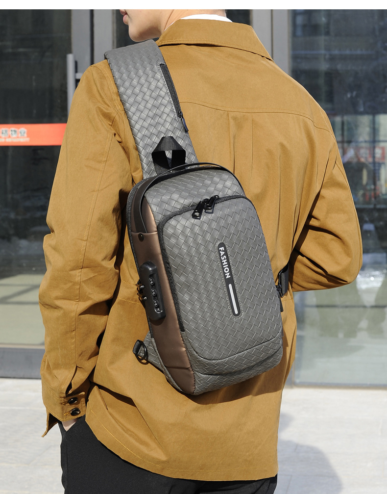 Cross-border men's chest bag, anti-theft password lock, single-shoulder bag, casual and simple crossbody bag, water-resistant outdoor storage chest bag undefined