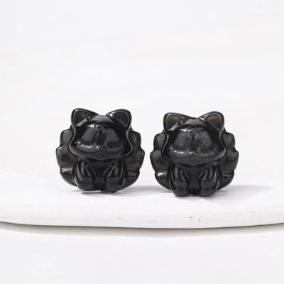 Natural silver obsidian small: Zərgərlik ara hissələri - no-6-fried-fox