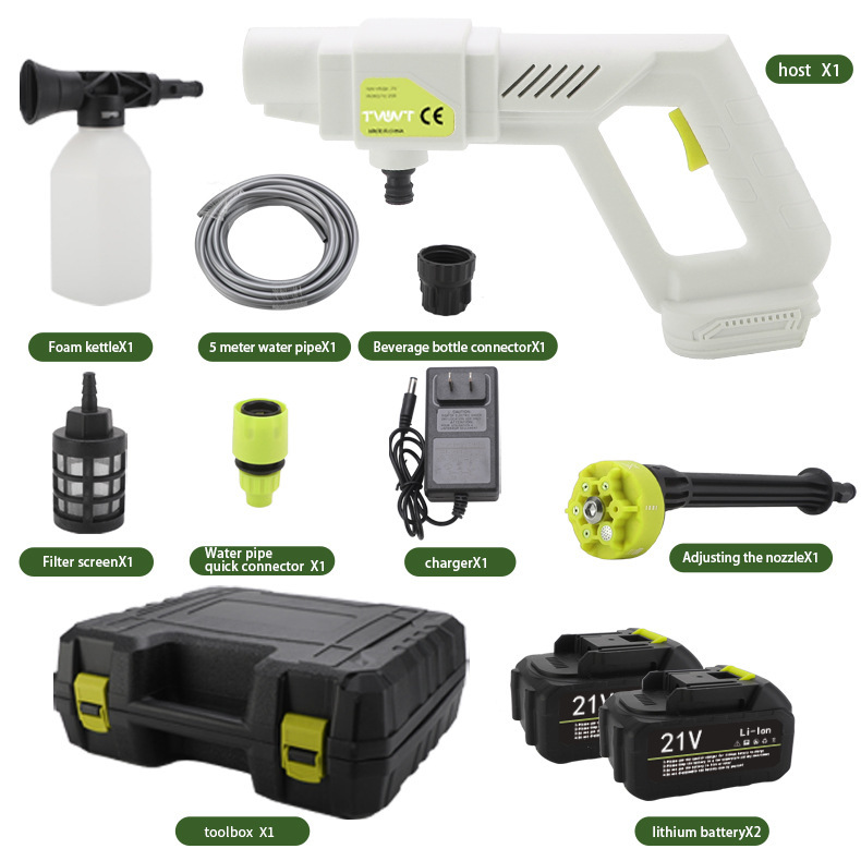 Cross-Border High-Pressure Car Wash Water Gun, Rechargeable Portable Lithium Battery Water Gun, High-Power Electric Display Water Gun, Cleaning Machine, Flower Watering Tool