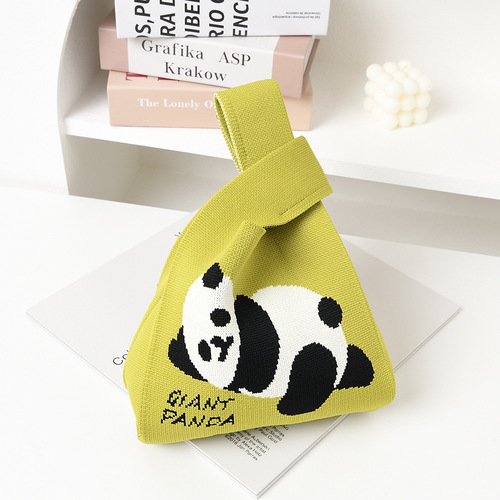 Large Panda Bag with Hand Strap, Women's Knitted Gift for Festivals, Gift for Family, Knitted Sweatshirt with Handle for Shopping, Autumn and Winter