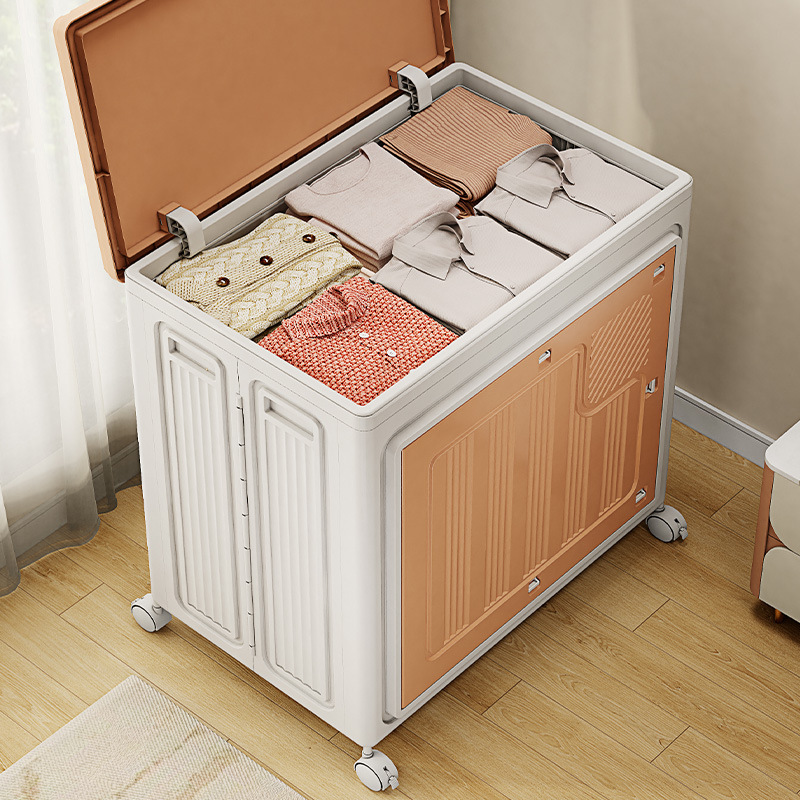 Installation-Free Storage Box, Large Capacity, Super Large Household Storage Box, Flip-Top Wheeled Foldable Clothing Quilt Storage Box