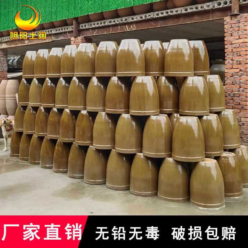 老式土陶中式家用儲水缸陶瓷米缸醃菜下醬復古耐高溫造景養魚帶蓋