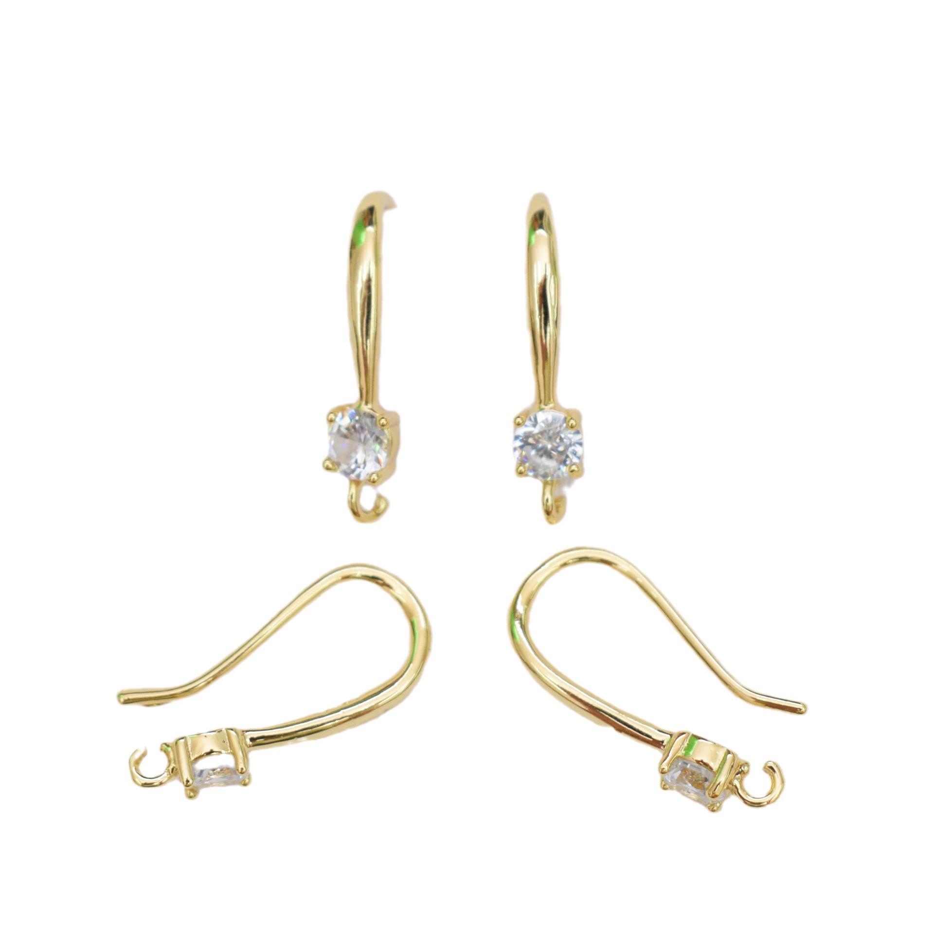 Медные серьги, ручной работы, позолота 14k, микрошаровая вставка