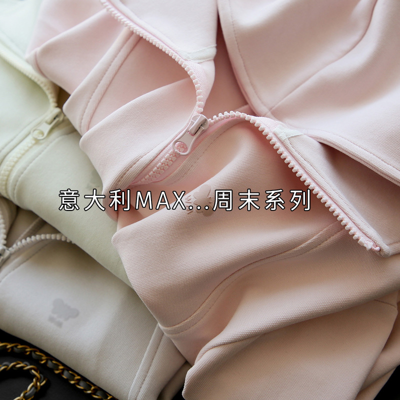 Foreign trade export M Weekend series cotton waist slim hooded pink sports casual sweater coat women Foreign trade export M Weekend series cotton waist slim hooded pink sports casual sweater coat women