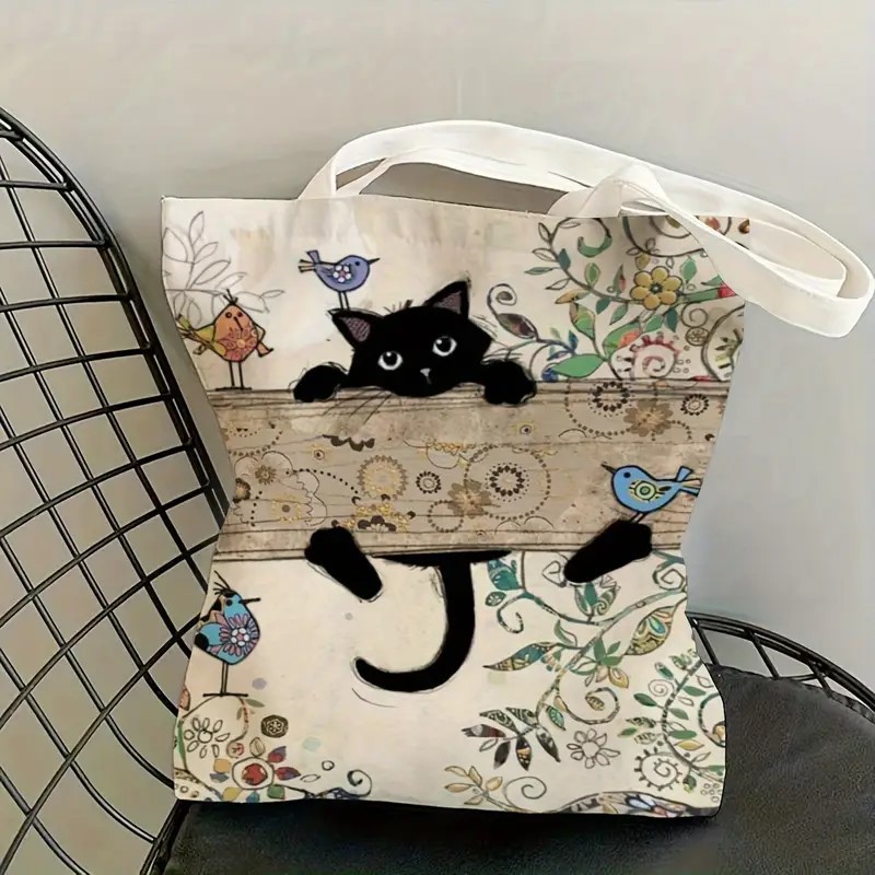 Transfronterizos Amazon animales gatos bolsas de mano bolsas de lona bolsas de hombro bolsas plegables bolsas de tela impresa se pueden almacenar