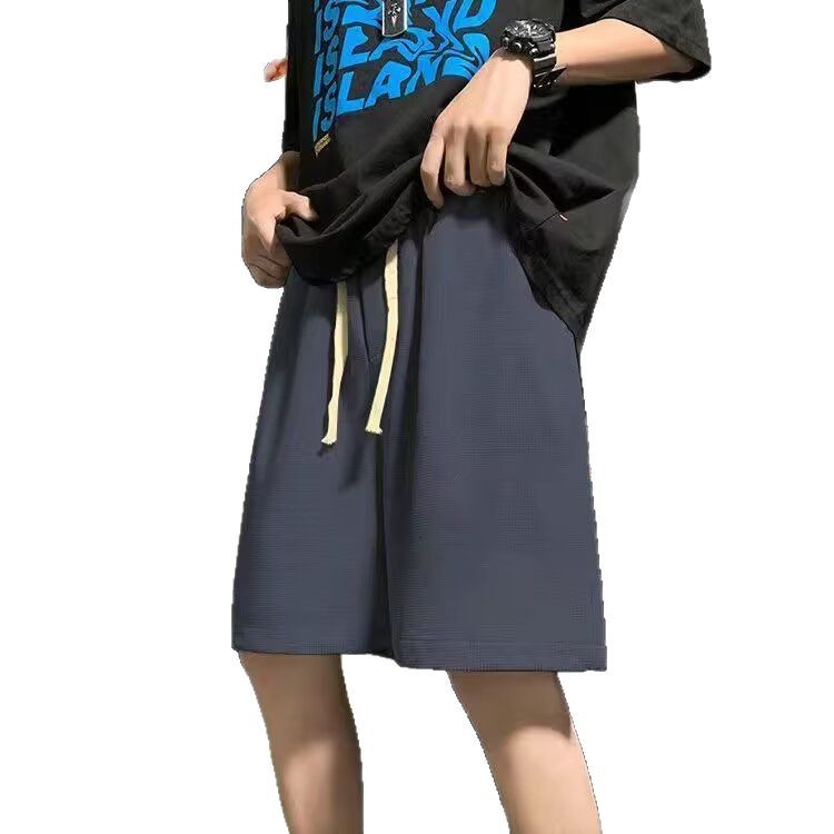 2025 verano nuevo pesado pull-out pantalones casuales sueltos pantalones cortos deportivos de color sólido para hombres se pueden personalizar impresión