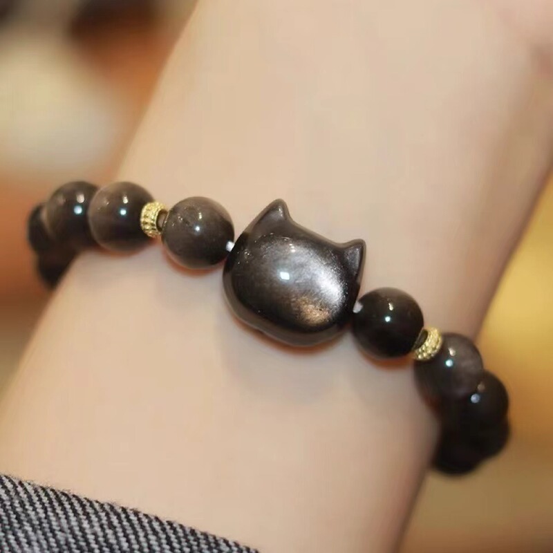 in stock Natural Cat Mitou Silver Obsidian Bracelet Faceless Cat Bracelet Sweet Cool Wind Cat Head Night Elf Bracelet in stock Natural Cat Mitou Silver Obsidian Bracelet Faceless Cat Bracelet Sweet Cool Wind Cat Head Night Elf Bracelet
