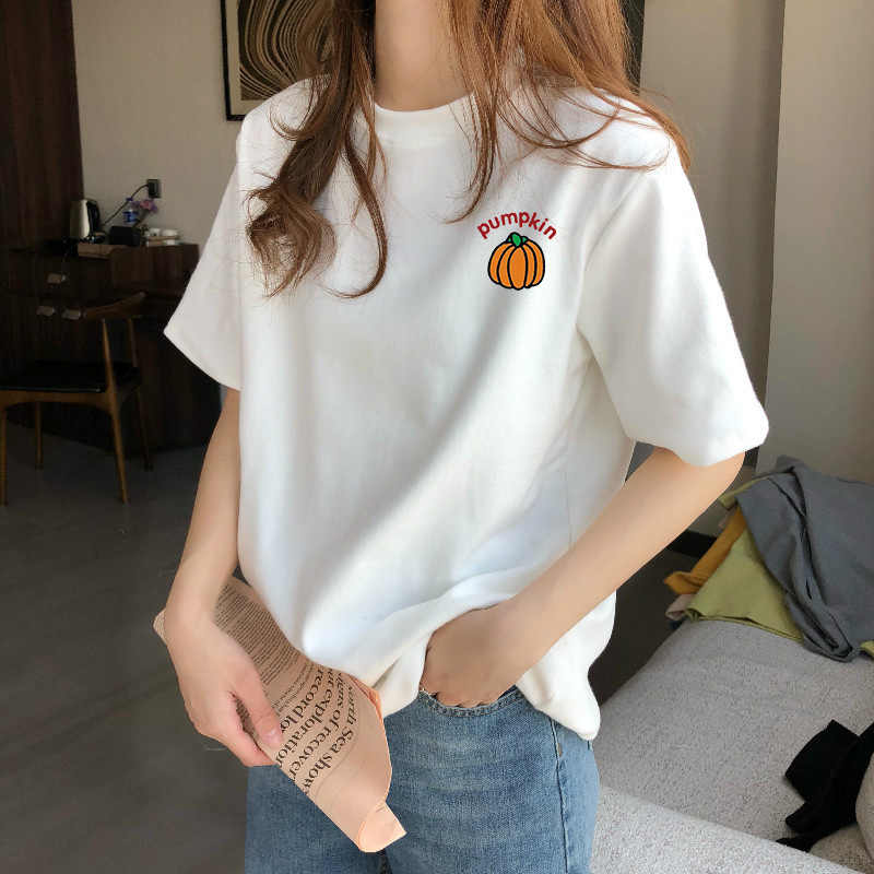 ホワイト Tシャツ レディース 半袖 2025 夏 フロントショルダー 純綿 ルーズボトムシャツ 着痩せ シンプル トップス|undefined