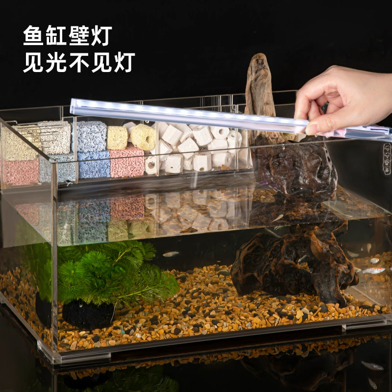 Лампа для аквариума Небольшой светодиодный свет без установки со световой полосой стекла акриловый свет фон стены аквариумная лампа