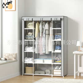 简易衣柜组合无纺布衣柜四拉链加长简易收纳衣橱加固宿舍衣橱厂家