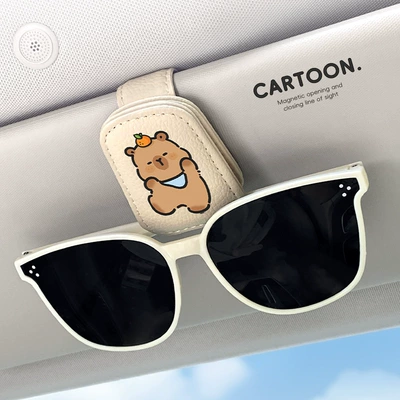 Car Glasses Clip/Bill Clip: Clip Car Dual-Use Sunglasses Car - beige-cute-capi